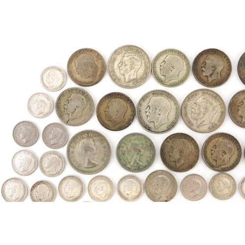 2098 - British pre decimal, pre 1947 coinage including half crowns and shillings, 320g