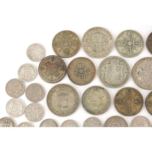 2098 - British pre decimal, pre 1947 coinage including half crowns and shillings, 320g