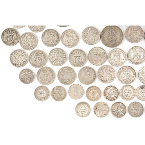 2098 - British pre decimal, pre 1947 coinage including half crowns and shillings, 320g