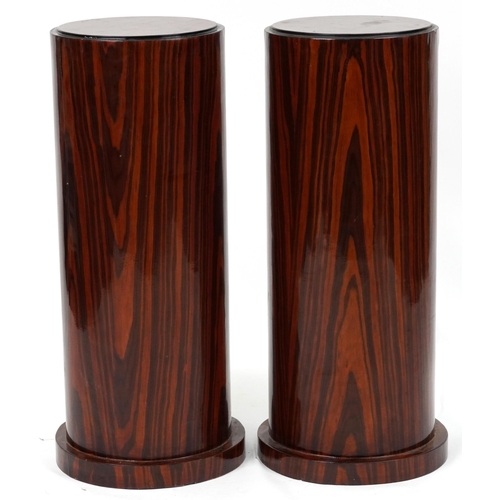 1180 - Pair of Art Deco style rosewood effect cylindrical columns, each 80cm high