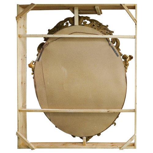 1232 - Unusually large and impressive 19th century style gilt painted oval wall mirror with bevelled glass ... 