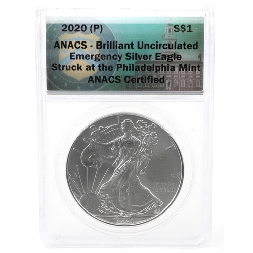 2195 - United states of America 2020 Liberty emergency silver Eagle struck out of Philadelphia Mint with fi... 