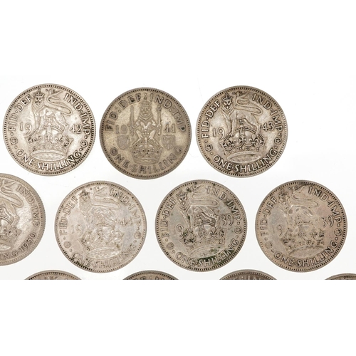 2099 - Thirty eight George V and George VI shillings, various dates