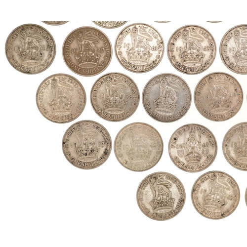 2099 - Thirty eight George V and George VI shillings, various dates