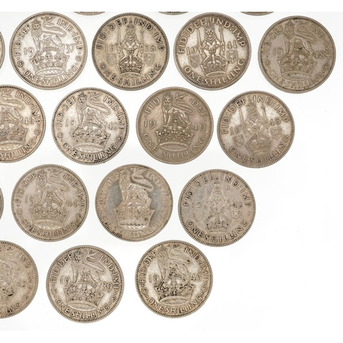 2099 - Thirty eight George V and George VI shillings, various dates