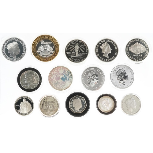 2177 - British and American coinage, some silver proof, including 2021 one ounce fine silver two pounds, 20... 