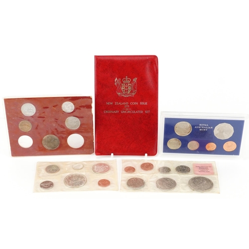 2196 - Four foreign uncirculated and proof coin sets including 1970 Royal Australian Mint, 1965 Canadian an... 