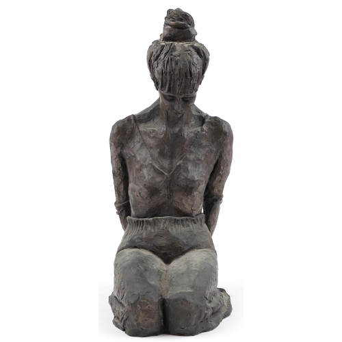 198 - Manner of Neil Godfrey, bronzed sculpture of a kneeling female, 47.5cm high