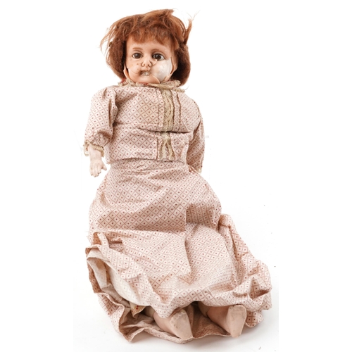 1615 - Antique Queen Anne Style wax headed doll with jointed limbs, 39cm high