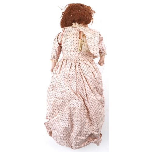 1615 - Antique Queen Anne Style wax headed doll with jointed limbs, 39cm high