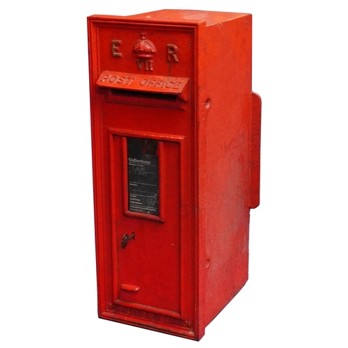 1588 - Edward VII red painted cast iron Post Office box, 72cm high