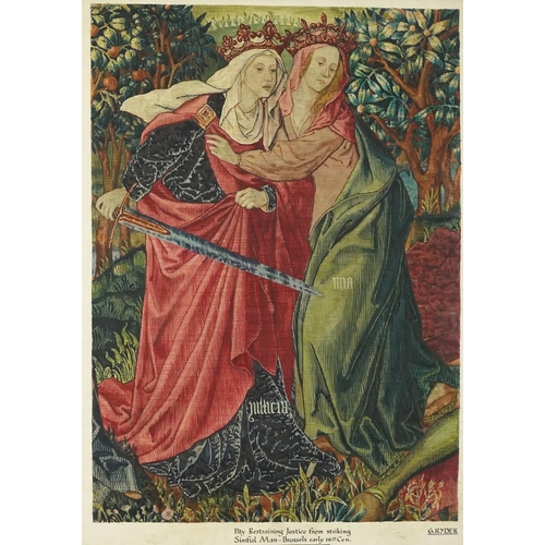 574 - G Ryder - Pity Restraining Justice Striking Sinful Man Brussels early 16th century, Pre-Raphaelite i... 