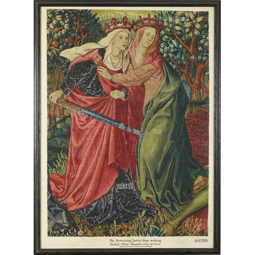 574 - G Ryder - Pity Restraining Justice Striking Sinful Man Brussels early 16th century, Pre-Raphaelite i... 