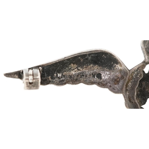 1841 - Military interest silver marcasite and enamel RAF sweetheart bar brooch, 5cm wide, 3.9g