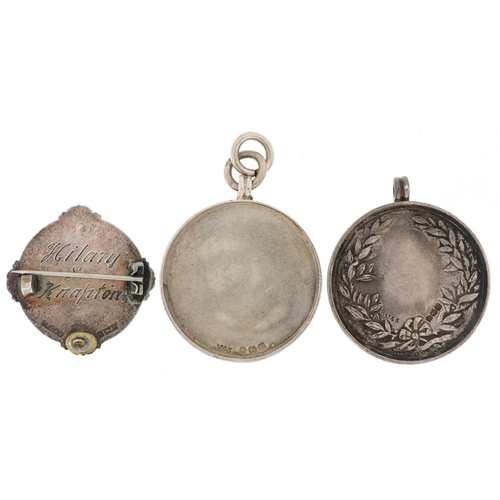 1722 - Three sporting interest silver and enamel jewels comprising two For Birmingham & District Works Amat... 