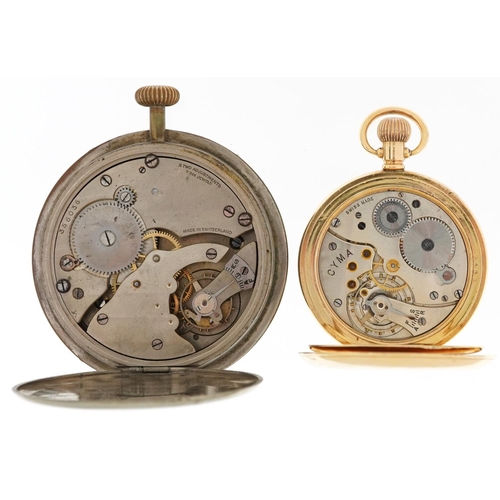 2793 - Two gentlemen's pocket watches and an eight day travel pocket watch including a Victorian silver ope... 