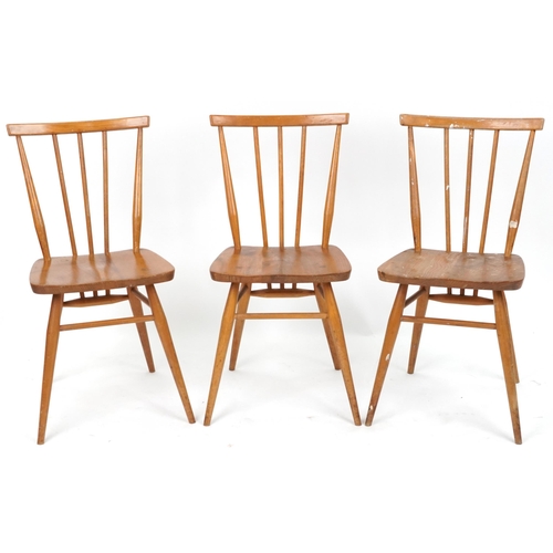 1040 - Ercol, three mid century light elm 391 chairs