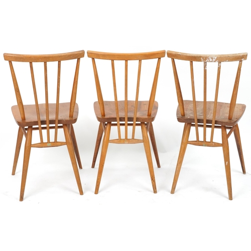 1040 - Ercol, three mid century light elm 391 chairs