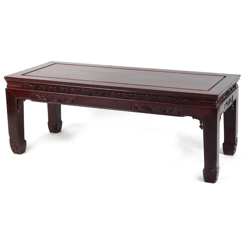 1084 - Chinese hardwood centre table with rectangular top, possibly Hongmu, 49cm H x 130cm W x 56cm D