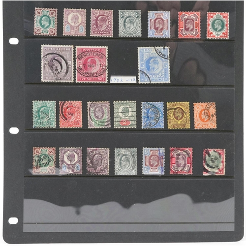 1750 - Edward VII British stamps arranged on a sheet including high values up to ten shillings, mint and us... 