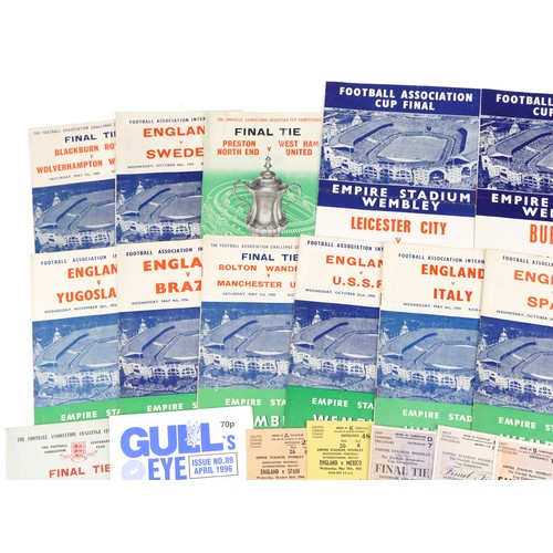 1730 - 1950s and later sporting interest football programmes and tickets including England v Brazil 1963, E... 