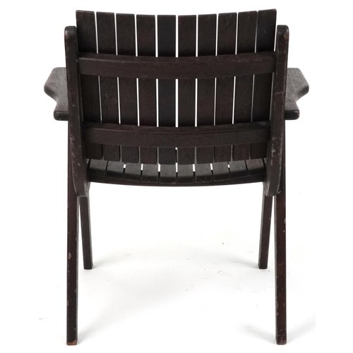 1159 - Autoban, stained teak slice chair, 81cm high