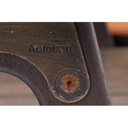 1066 - Autoban, stained teak slice chair, 81cm high