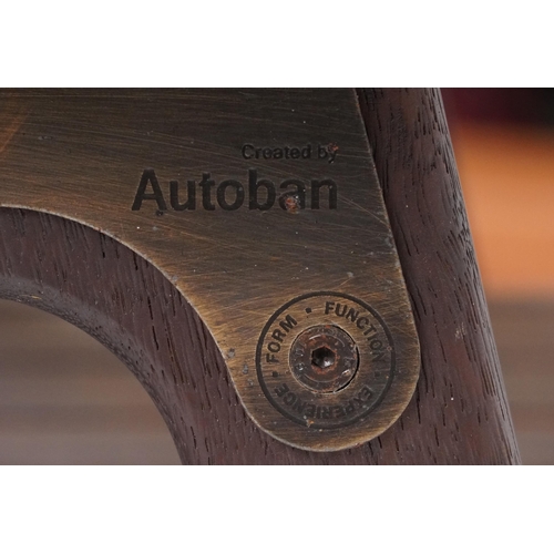 1036 - Autoban, stained teak slice chair, 81cm high