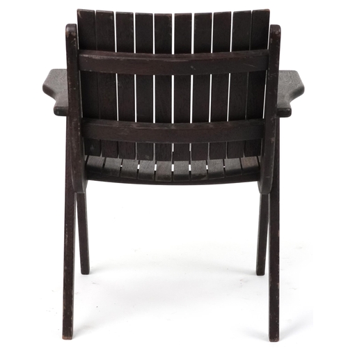 1035 - Autoban, stained teak slice chair, 81cm high