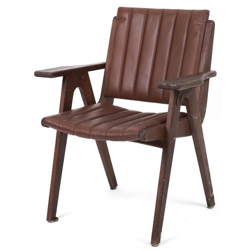 1038 - Autoban, stained teak slice chair, 81cm high