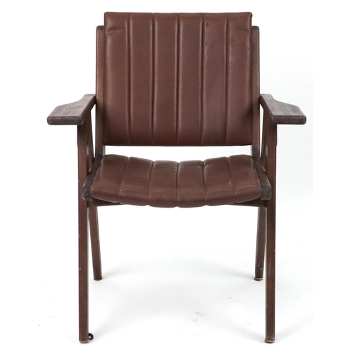 1038 - Autoban, stained teak slice chair, 81cm high