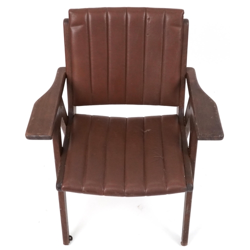 1038 - Autoban, stained teak slice chair, 81cm high