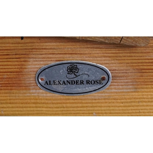 1129 - Alexander Rose Pine slatted garden bench, 92.5cm H x 102.5/ 182.5cm W x 59cm D