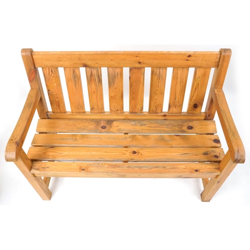 1129 - Alexander Rose Pine slatted garden bench, 92.5cm H x 102.5/ 182.5cm W x 59cm D