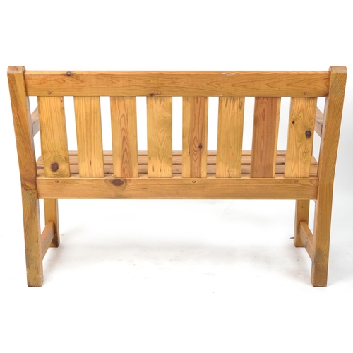 1129 - Alexander Rose Pine slatted garden bench, 92.5cm H x 102.5/ 182.5cm W x 59cm D