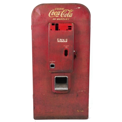 1158 - Vintage Vendo Coca Cola advertising fridge door, 144cm x 68cm