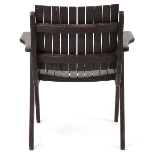 1092 - Autoban, stained teak slice chair, 81cm high