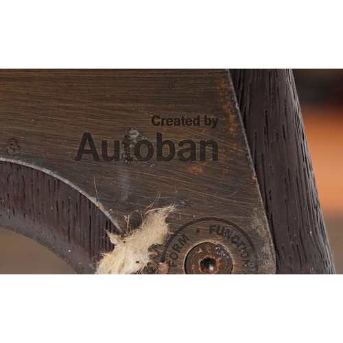 1092 - Autoban, stained teak slice chair, 81cm high