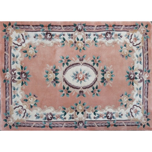 1222 - Two rectangular Chinese floral rugs, the largest 195cm x 122cm