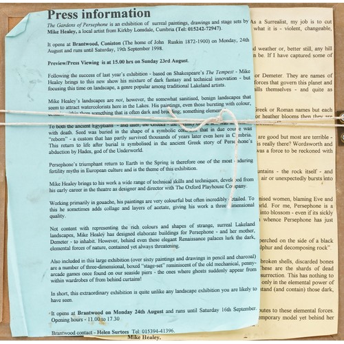 328 - Mike Healey - Green Landscape Number 1 and Number 2, pair of mixed medias, each with details and ins... 