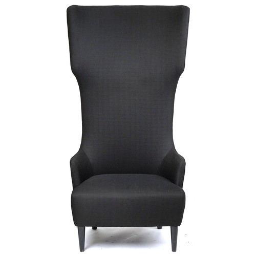 1005 - Contemporary high back throne chair upholstered with maps of London and surrounding on ebonised tape... 