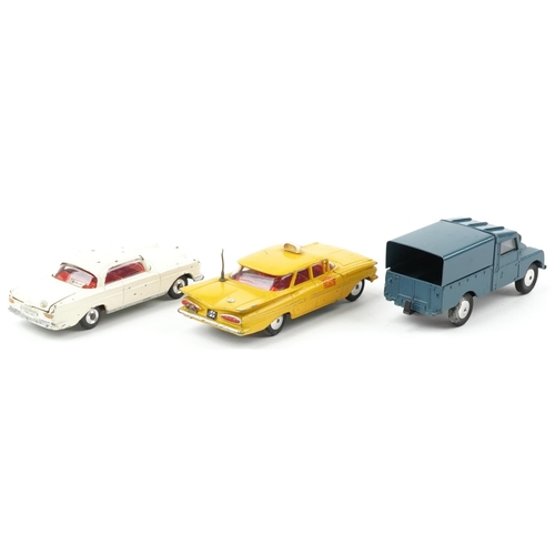 1601 - Three vintage Corgi Toys diecast vehicles with boxes comprising Chevrolet New York Taxi Cab 221, Mer... 