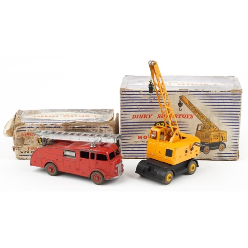 1603 - Two vintage Dinky Supertoys diecast vehicles with boxes comprising Fire Engine with extending ladder... 