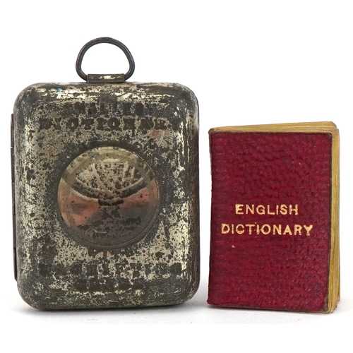 The Smallest English Dictionary in the World published by David Bryce & Son Glasgow, with metal case inset with a magnifying glass, the case 3.5cm high
