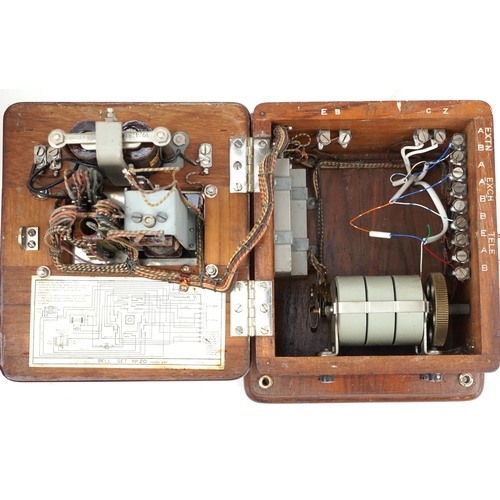 451 - Early 20th century mahogany telephone bell box, Bell set No 20 mark 235 23cms x 20cms