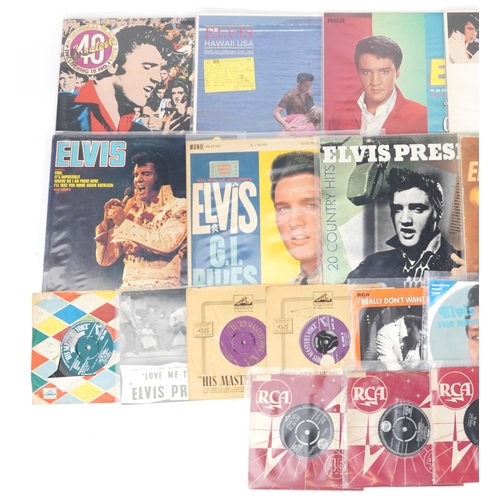 1270 - Elvis Presley vinyl LP records and 45rpms including Kissing Cousins, Hawaii USA and Golden Records