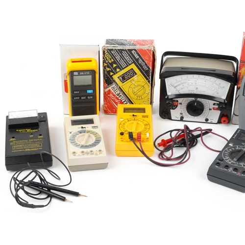 1456 - ***WITHDRAWAL*** Vintage electrical hand held voltmeters and testing equipment, some with boxes incl... 