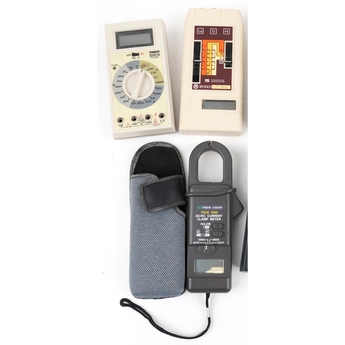 1411 - Vintage and later hand held electronic meters and resistance boxes including Iso-Tech clamp meter, D... 