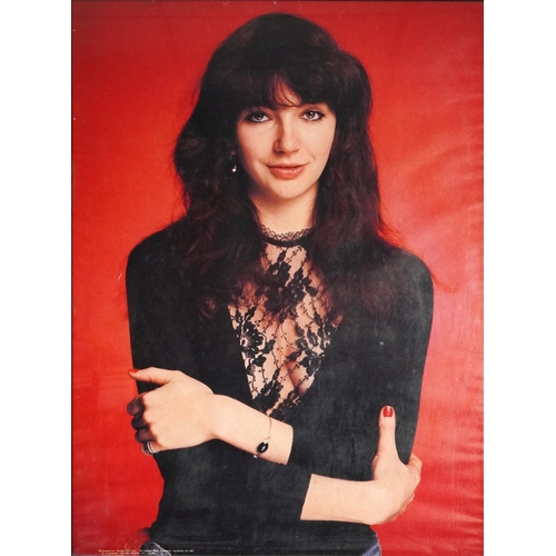 1277 - Kate Bush memorabilia comprising three posters, one framed and vintage badges, the largest 95cm x 72... 