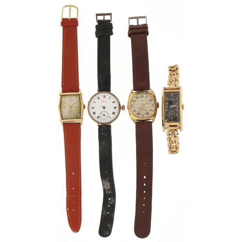 2707 - Four vintage gentlemen's gold plated wristwatches comprising Waltham, Westfield, Elgin 19 and Tempo,... 